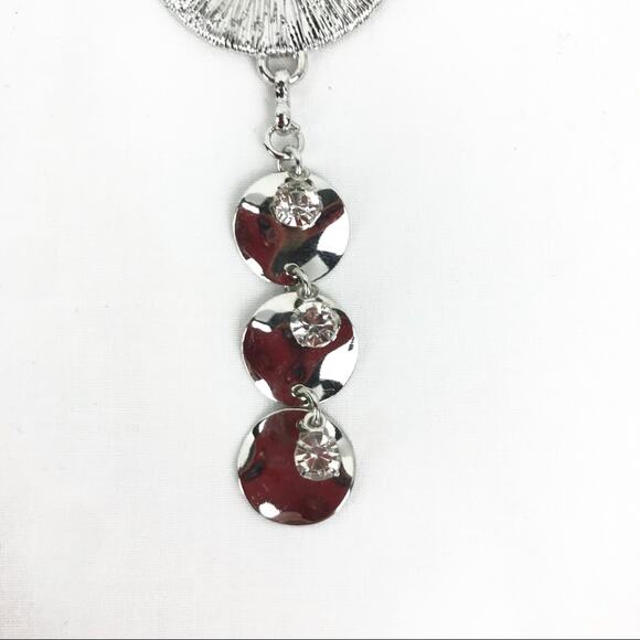 Silver Mystical Swirl Rhinestone Dangle Earrings - Picture 3 of 4